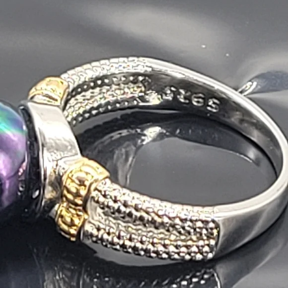 Vintage Gorgeous Ring 5925 Silver Two Tone Tied Split Shank Bead Ball Ring  7 - Picture 2 of 7